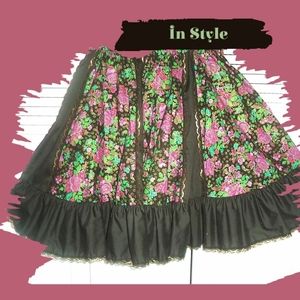 MALCO MODES DANCE SKIRT FLORAL SQUARE DANCING RUFFLE WESTERN TWIRL~WOMENS SIZE M